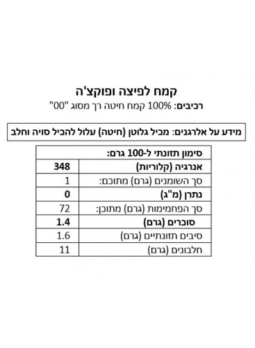 קמח פיצה ופוקצ'ה 00 1 ק