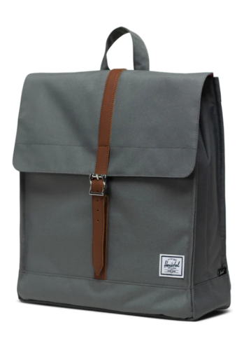 תיק גב הרשל בצבע אפור| CITY MID-VOLUME GREY SYNTHETIC LEATHER