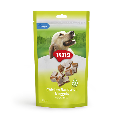 חטיף סנדוויץ' נגיסי עוף 80 גרם לכלבים