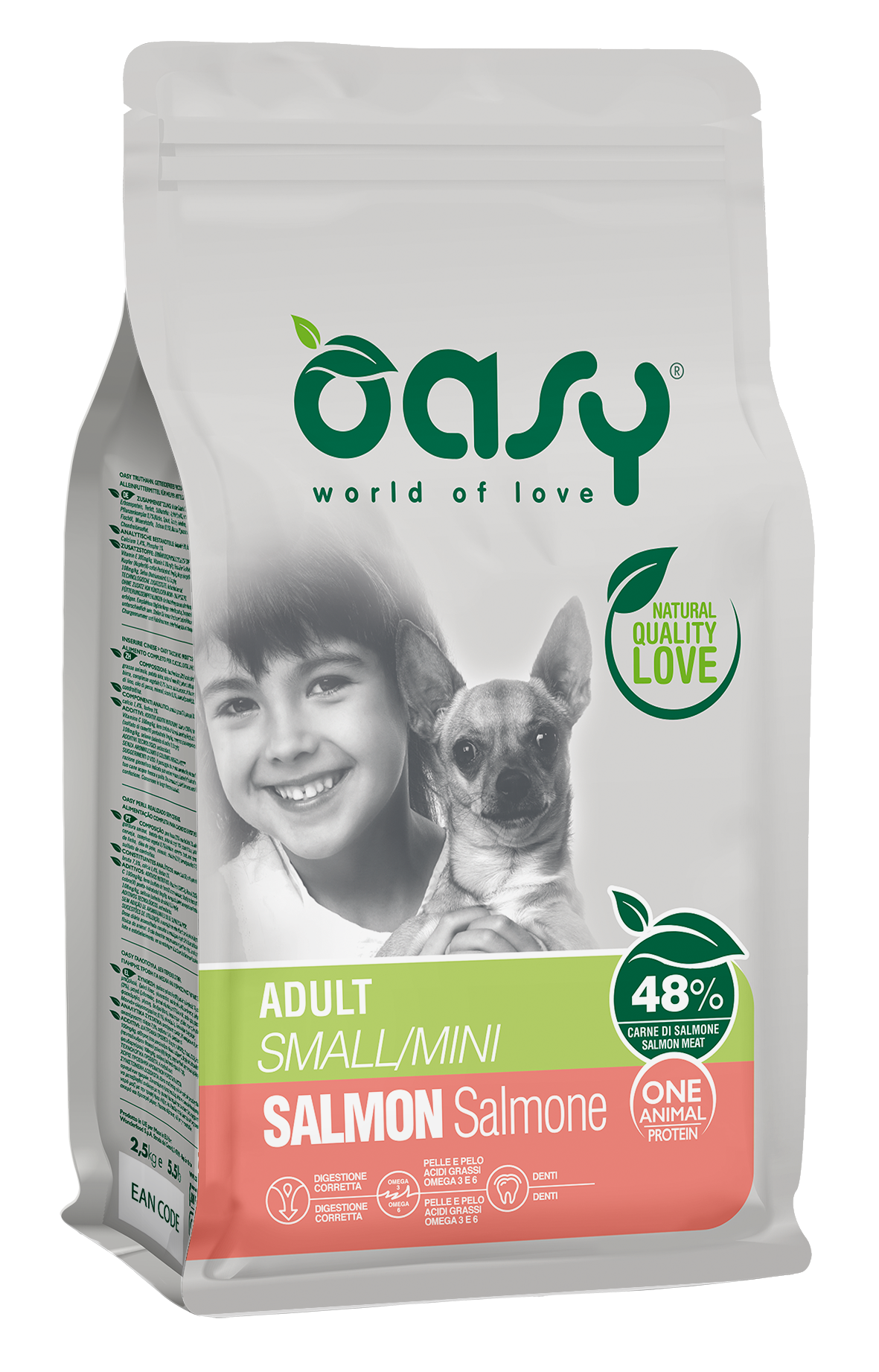 OASY  מונו פרוטאין סלמון כלב בוגר גזע קטן 2.5ק"ג