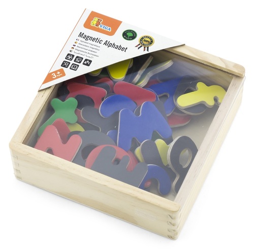 אותיות ABC מגנטיות בקופסת עץ רב פעמית - 52 יח'