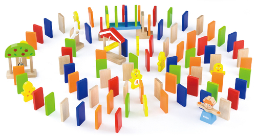 דלי 116 לבני דומינו צבעוניות מעץ מלא