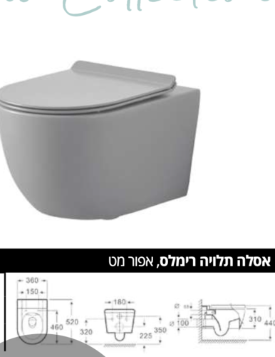 אסלה תלויה רימלס, אפור מט, מושב קשיח הידראולי נשלף