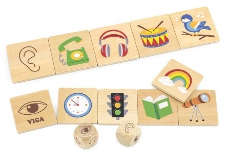 פאזל משחק התאמה ולימוד 5 החושים מעץ מלא 35 חלקים