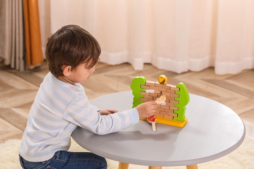 משחק קיר לבנים אל תפיל ת'אגוז מעץ מלא 43 חלקים