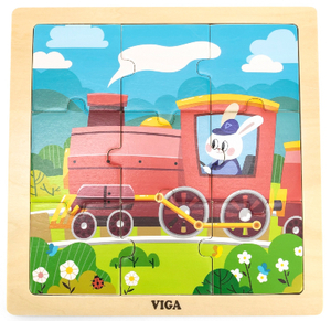 פאזל 9 חלקים מעץ עם מסגרת - רכבת