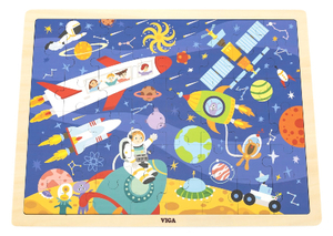 פאזל 48 חלקים מעץ עם מסגרת - מסע בחלל