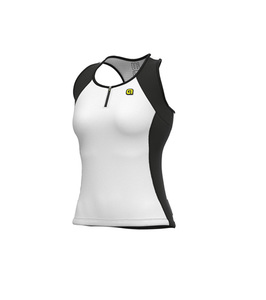 גופיית רכיבה נשים COLOR-BLOCK TOP שחור-לבן אלסטית טכנית ומנדפת