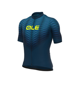 חולצה קצרה רכיבת אופניים גברים ALE SOLID THORN JERSEY שחור-כחול דקיקה קלילה טכנית אלסטית ומנדפת מאוד