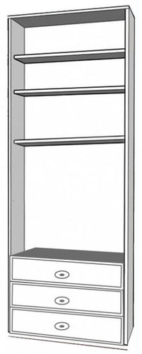 ארון בגדים 2 דלתות דגם GR-50 עם 3 מגירות