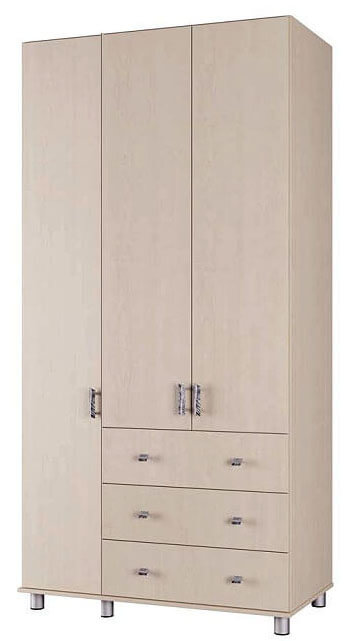 ארון בגדים 3 דלתות דגם GR-50 עם 3 מגירות