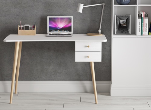 שולחן סטודנט מדליק בגוון לבן עם 2 מגירות דגם עופר לבן רוחב 120 ס