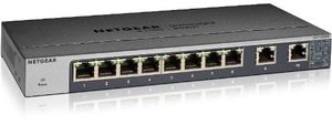 מתג GS110MX — 8 Port Gigabit Ethernet Unmanaged Switch with 2-Port 10G/Multi-Gig Uplinks Netgear
