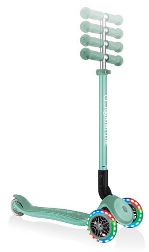 קורקינט מתקפל לילדים פרימו פלוס לייטס עם אורות בגלגלים וידית 4 גבהים - מנטה