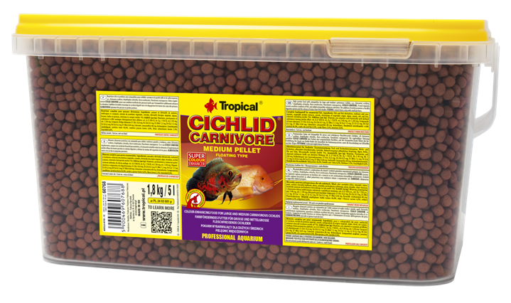 מזון ציקליד קרניבור מדיום פלטס 5 ליטר  tropical cichlid carnivore medium pellet