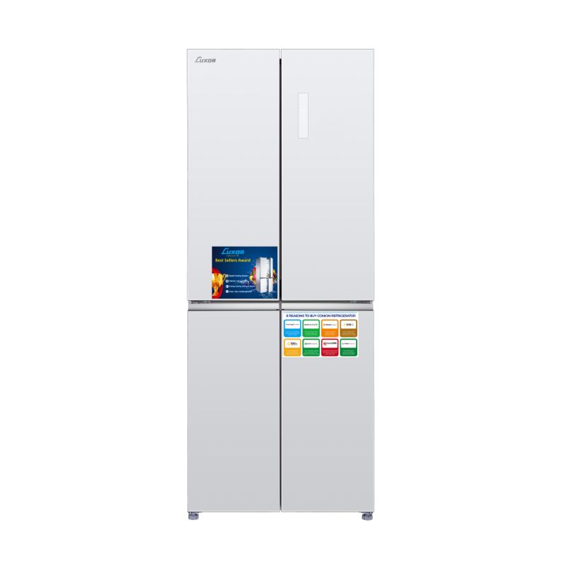 מקרר 4 דלתות מקפיא תחתון 450 ליטר LUX NF535WG - LUXOR זכוכית לבנה