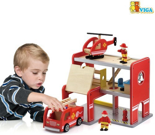 תחנת כיבוי אש תלת קומתית מעץ מלא עם 11 אביזרים ויגה 508289