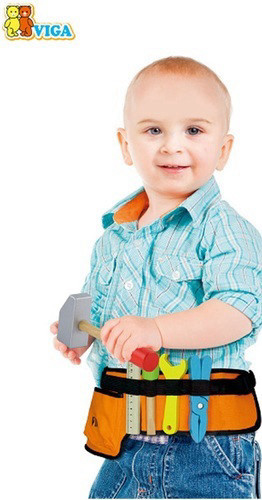 חגורת כלי עבודה לפעוט + כלים מעץ 10 חלקים ויגה