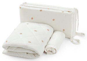 סט מצעים מעוצב 3 חלקים לעריסת תינוק 100% כותנה אינטרלוק - בייגלה