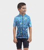 חולצה לרכיבת אופניים קצרה לילדים VIBES KIDS JERSEY כחול דקיקה טכנית ומנדפת מאוד