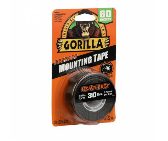 סרט הדבקה דו צדדי שחור GORILLA עד 13.6 ק"ג, 152 ס"מ