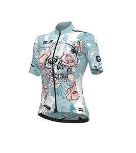 חולצת רכיבה נשים PR-R SKULL LADY JERSEY תכלת טכנית אולטרא לייט מתקדמת ומנדפת מאוד