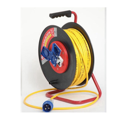 תוף כבל מאריך 25 מטר בידוד כפול, שקע מוגן ופחת