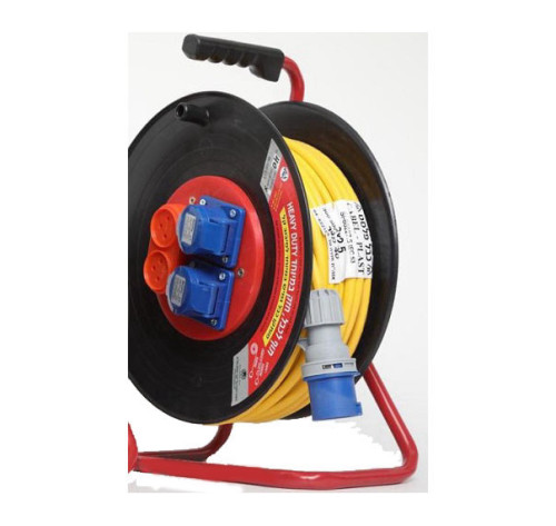 תוף כבל מאריך 25 מטר 4 שקעים, בידוד כפול ופחת