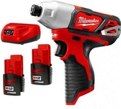 מברגת אימפקט 12V כולל 2 סוללות 2AH מבית milwaukee