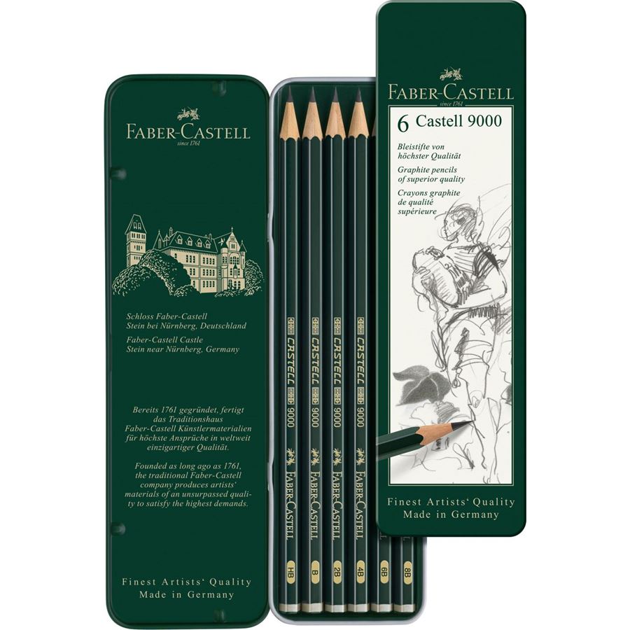 סט של 6 עפרונות Castell 9000