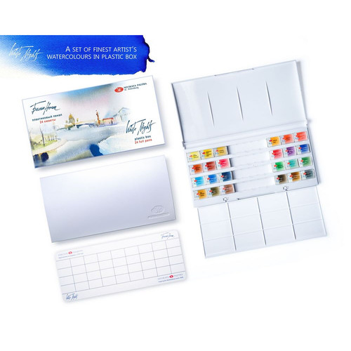 סט צבעי מים מקצועיים 24 קוביות White Nights Artist Water Color קופסת פלסטיק