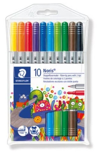 ֿסט 10 טושים דו צדדיים ראש לבד STAEDTLER Noris Club 320