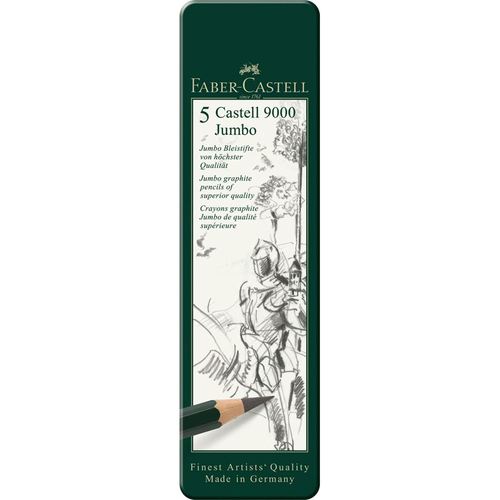 סט של 5 עפרונות גרפיט עבים Castell Jumbo 9000 