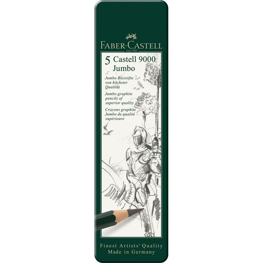 סט של 5 עפרונות גרפיט עבים Castell Jumbo 9000 