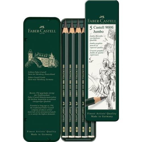 סט של 5 עפרונות גרפיט עבים Castell Jumbo 9000 