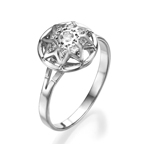 טבעת כוכב יהלומים 0.24ct מזהב 14K