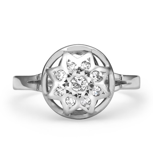 טבעת כוכב יהלומים 0.24ct מזהב 14K