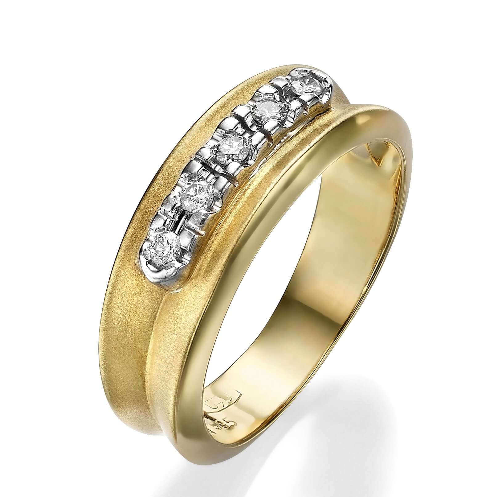 טבעת יהלומים מעוצבת 0.21ct מזהב 14K