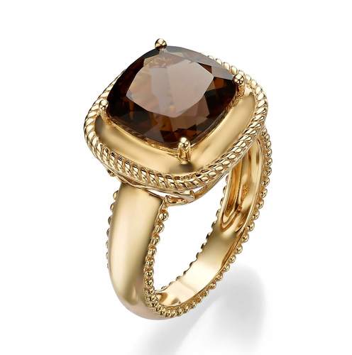 טבעת סמוק טופז מזהב 14K