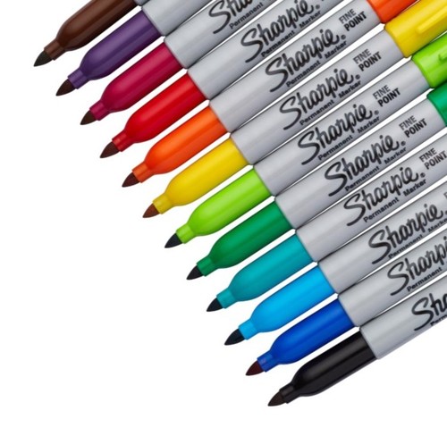 סט 12 טושים SHARPIE PERMANENT בבליסטר , עובי FINE, מעורב צבעים