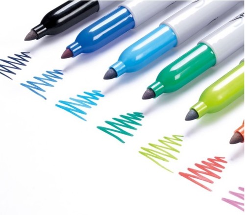 סט 12 טושים SHARPIE PERMANENT בבליסטר , עובי FINE, מעורב צבעים