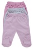 שלישיית מכנסי תינוק עם רגליות 100% כותנה 0-3 - ורוד/ורוד בייבי/אפור מלאנג'