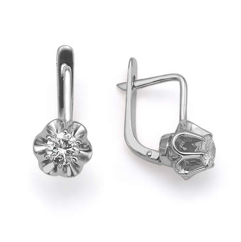 עגילי פרח יהלומים 0.30ct מזהב 14K