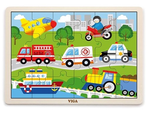 פאזל 24 חלקים מעץ - כלי תחבורה VIGA