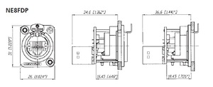 NE8FDP מחבר RJ45 הזנה אחורית לפאנל Neutrik