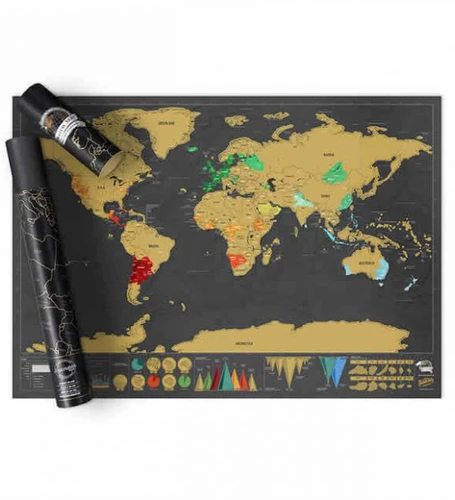 מפת גירוד שחור זהב Deluxe Scratch Map