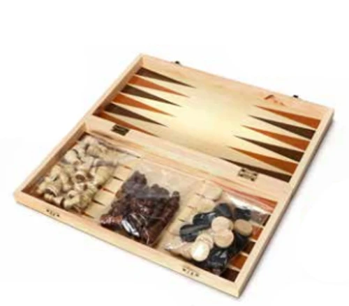 לוח שחמט-ששבש-דמקה עץ איכותי | לוח משחק 3 ב-1 (40*40 ס