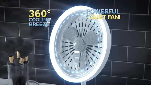מראה לאיפור כולל רינג תאורה + מאוורר Fan & Light