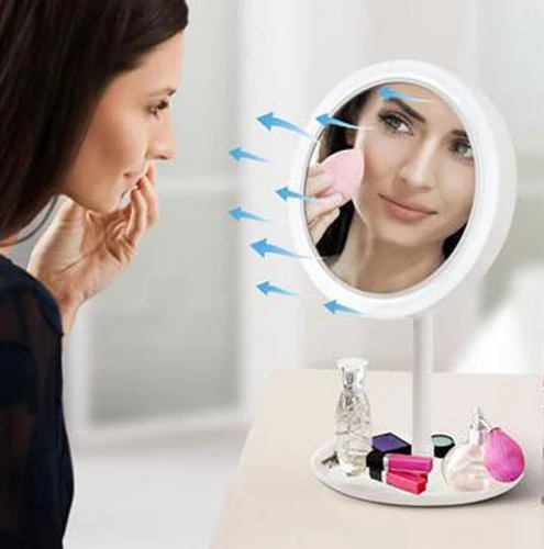 מראה לאיפור כולל רינג תאורה + מאוורר Fan & Light