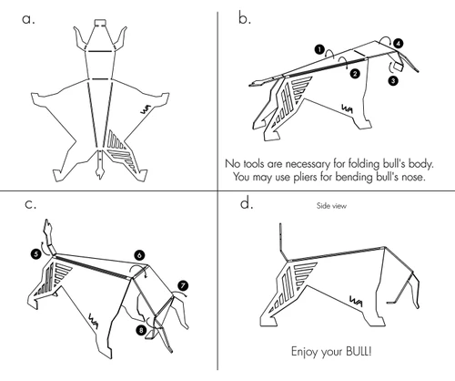 פסלון אורבני שור אוריגמי מתכת Wallaby | BULL